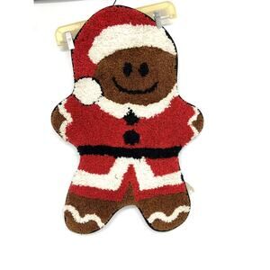 Vintage Gingerbread Santa Claus Doormat Rug Christmas Themed Floor Mat